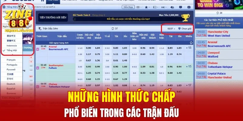 Những hình thức chấp phổ biến trong các trận đấu